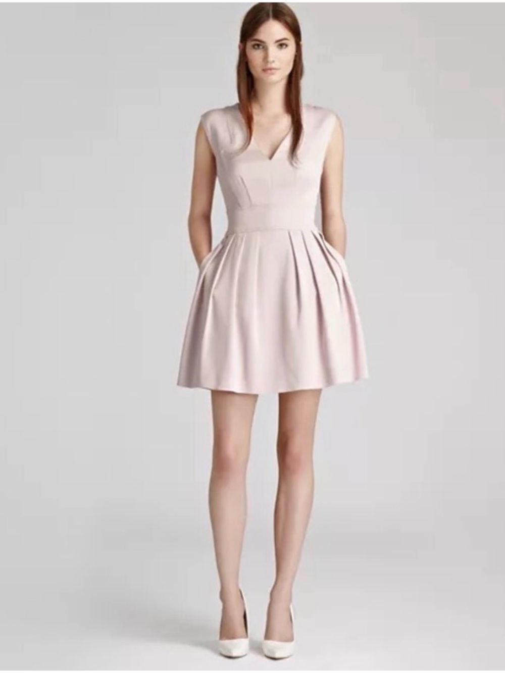 NWT Reiss Amyl Pleated Bell Skirt Dress French Pink US 4 UK 8 $300 Retail